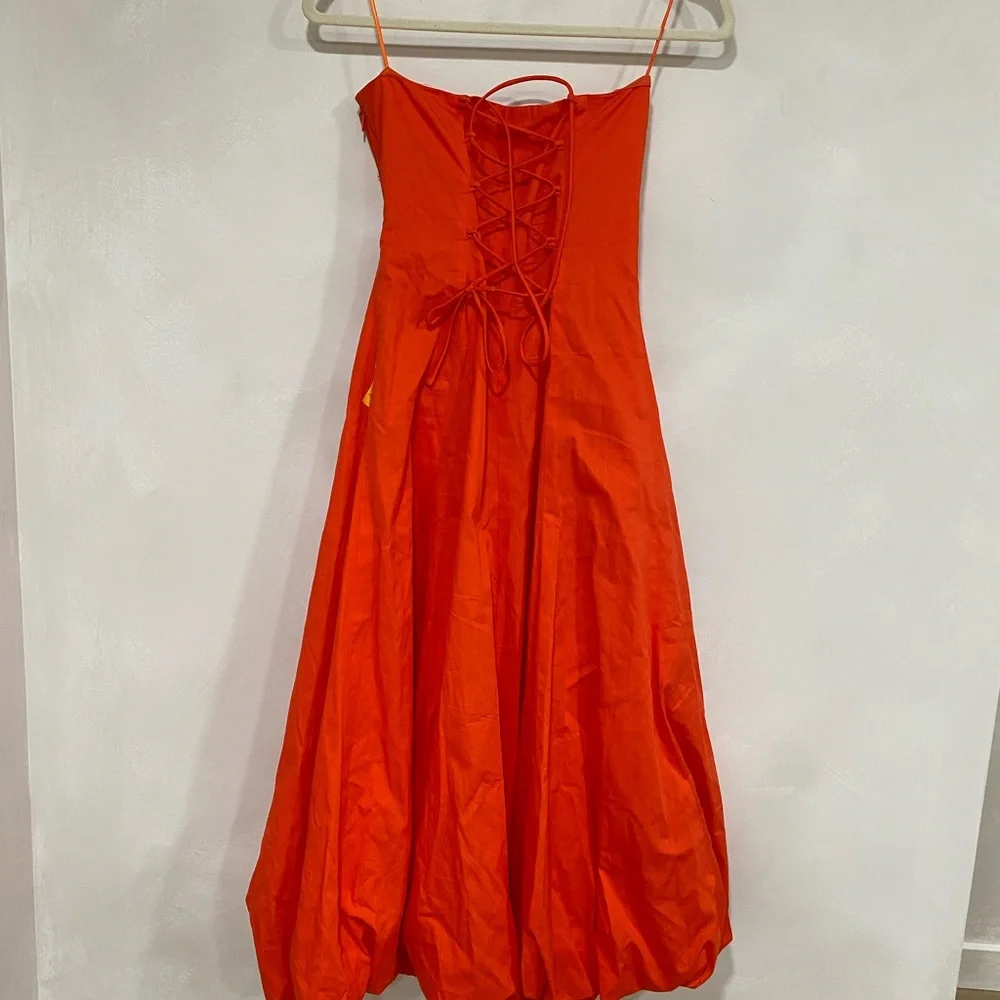 Astr Strapless Orange Midi Dress Tangerine Medium NWI - Picture 4 of 8